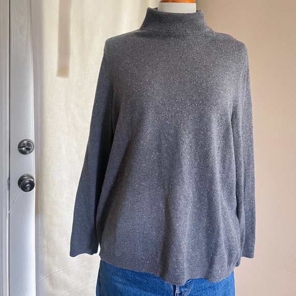 Talbots Cotton Blend Speckled Turtleneck Sweater - Picture 3 of 4